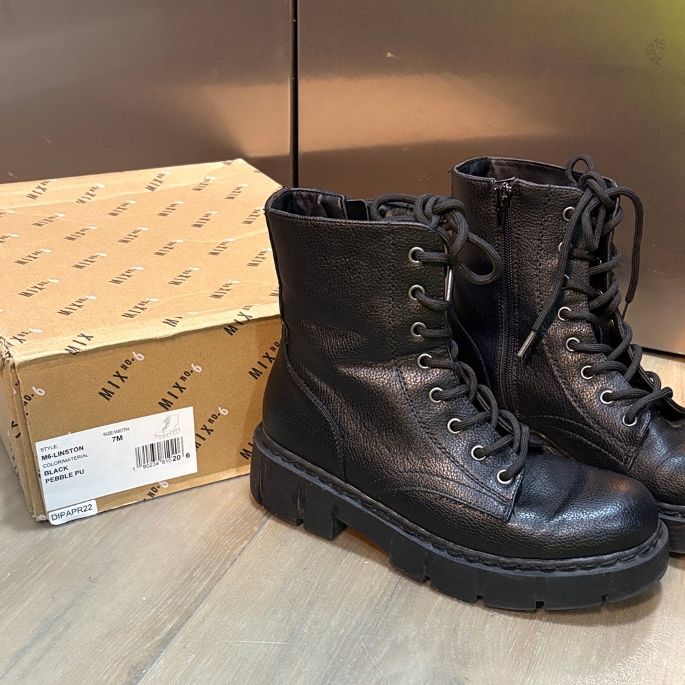 Mix No.6 Black Leather Women's Boots